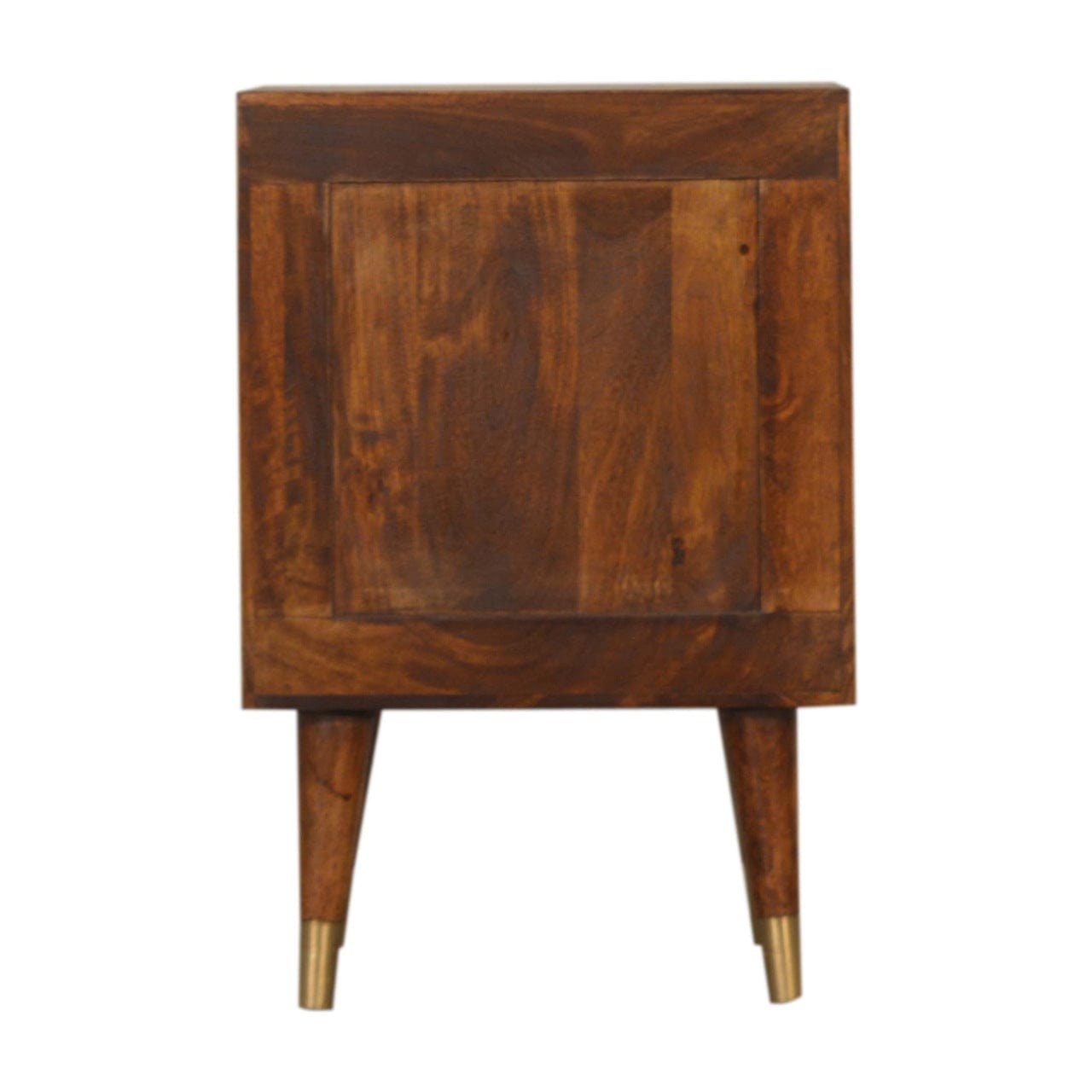 Manila Gold Nightstand - Solid Mango Wood Bedside Table for Bedroom - product view 9 showing handcrafted solid mango wood...