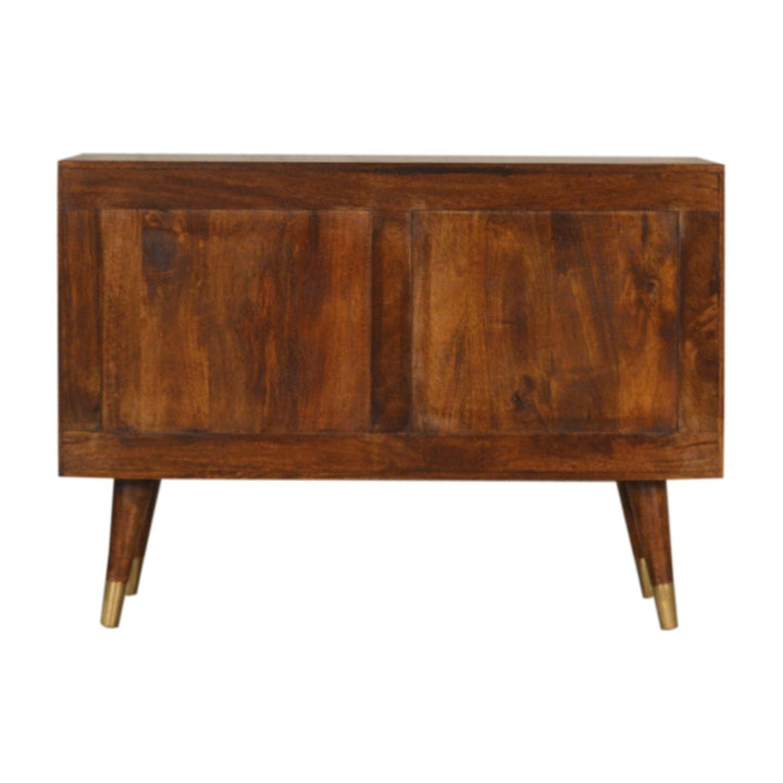 Manila Gold Sideboard - Solid Mango Wood Buffet Cabinet for Dining Room - product view 9 showing handcrafted solid mango...