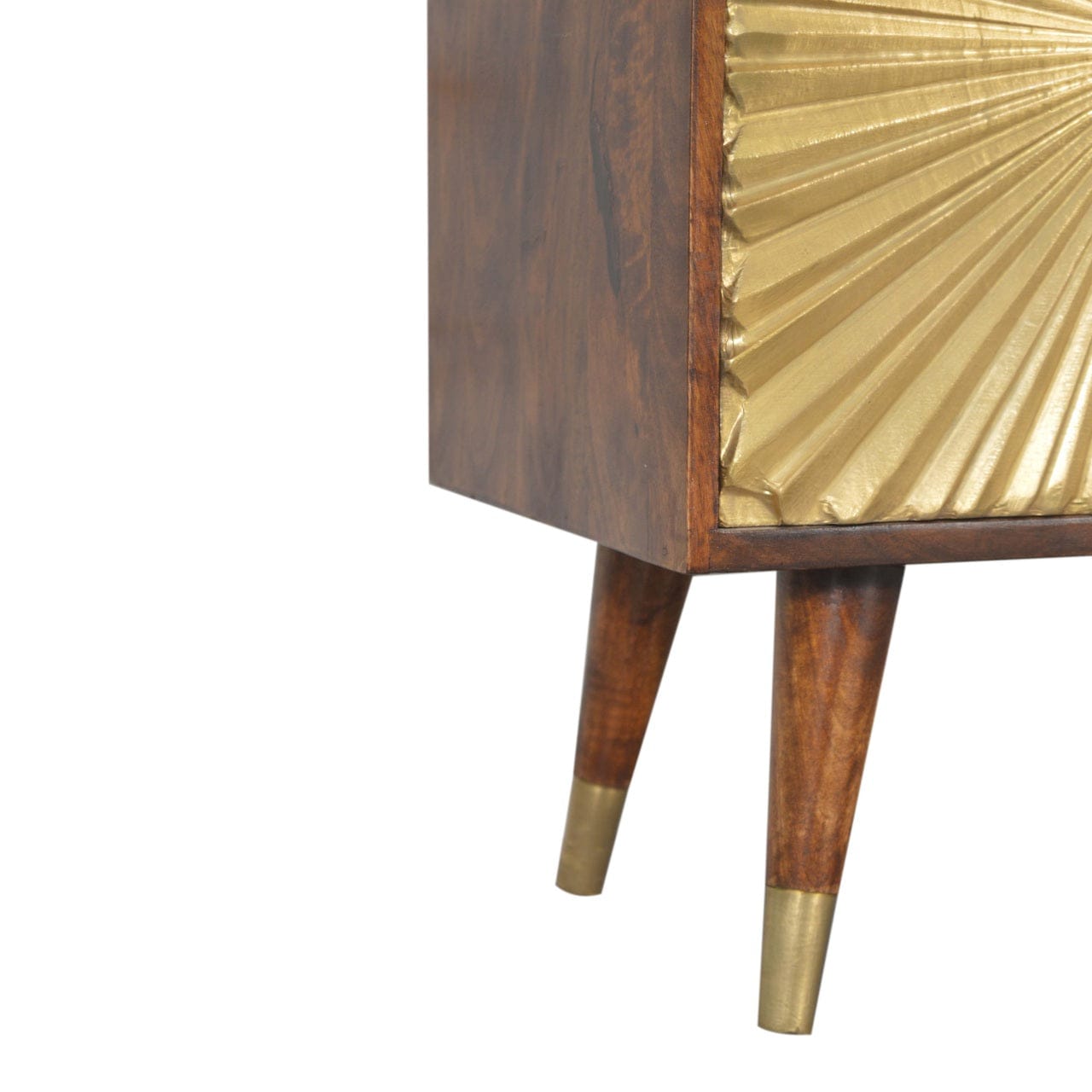 Manila Gold Sideboard - Solid Mango Wood Buffet Cabinet for Dining Room - product view 7 showing handcrafted solid mango...