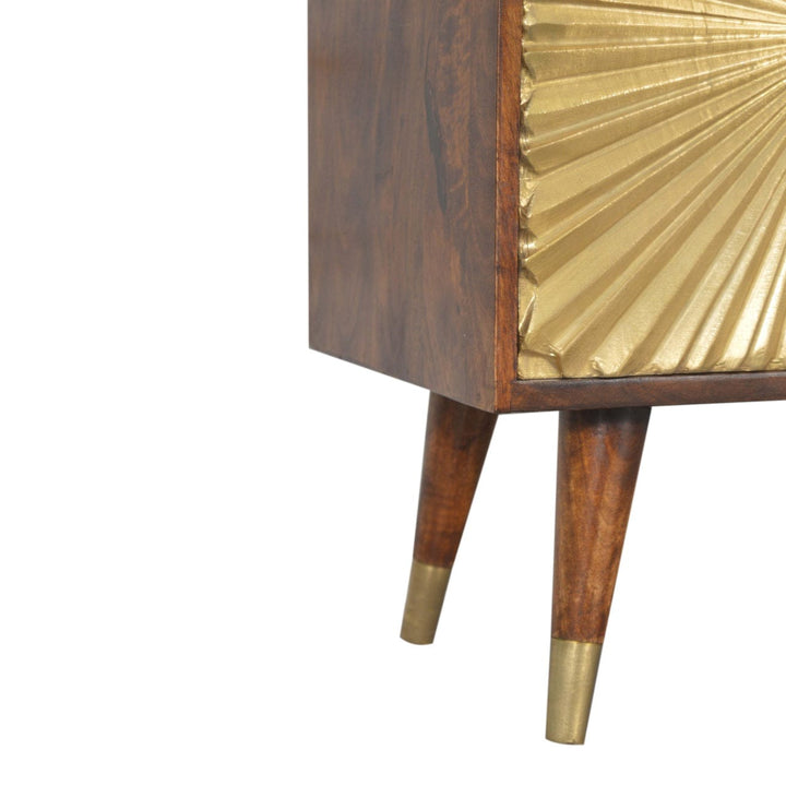 Manila Gold Sideboard - Solid Mango Wood Buffet Cabinet for Dining Room - product view 7 showing handcrafted solid mango...