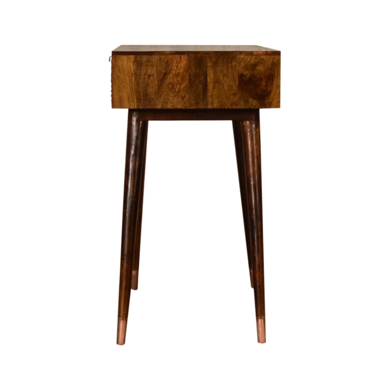 Manila Rose Gold Writing Desk - Solid Mango Wood Writing Table for Home Office - product view 8 showing handcrafted solid...