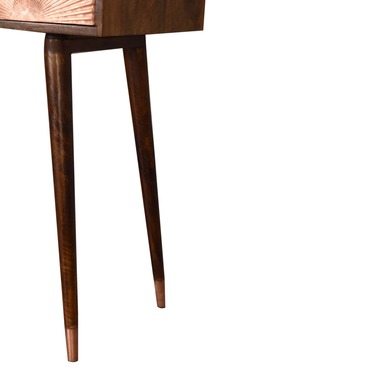 Manila Rose Gold Writing Desk - Solid Mango Wood Writing Table for Home Office - product view 7 showing handcrafted solid...