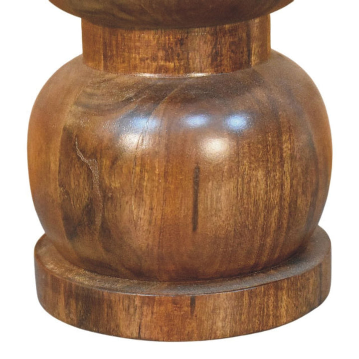 Marble Top Bulla End Table - Solid Mango Wood Side Table for Living Room - product view 6 showing handcrafted solid mango...