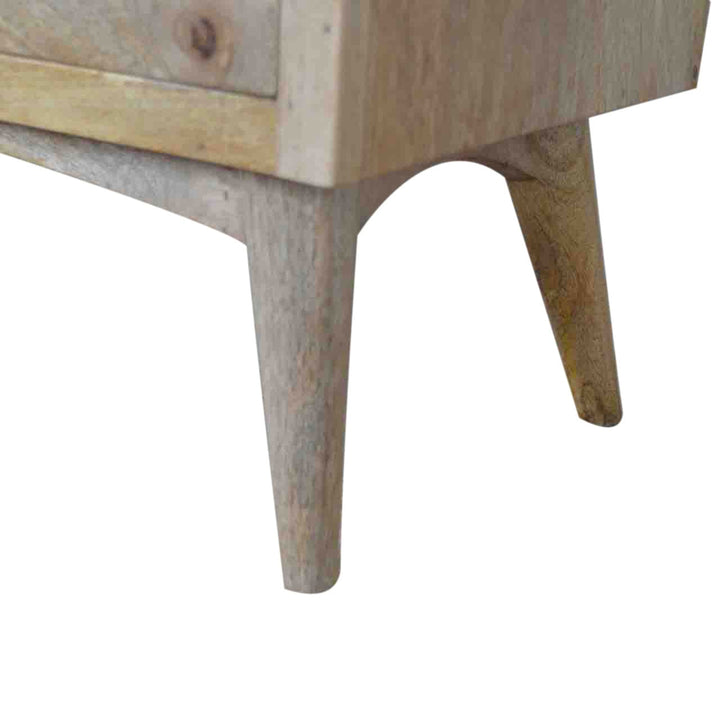Mid-Century Modern 2 Drawer 2 Slot TV Stand - Solid Mango Wood Entertainment Center for Living Room - product view 8...