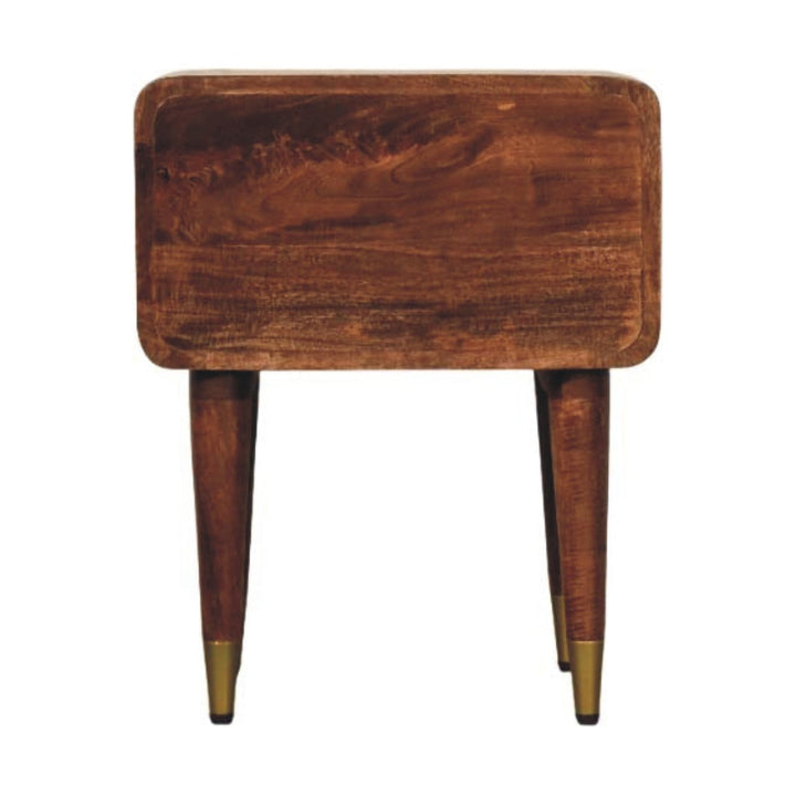 Mid-Century Modern 2-Drawer Nightstand - Solid Mango Wood Bedside Table for Bedroom - product view 9 showing handcrafted...