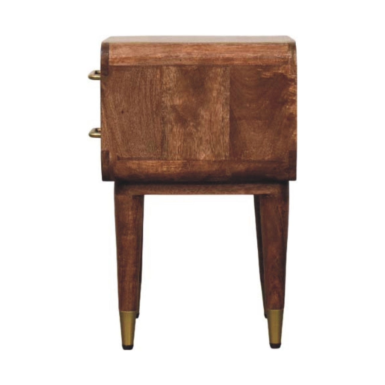 Mid-Century Modern 2-Drawer Nightstand - Solid Mango Wood Bedside Table for Bedroom - product view 8 showing handcrafted...