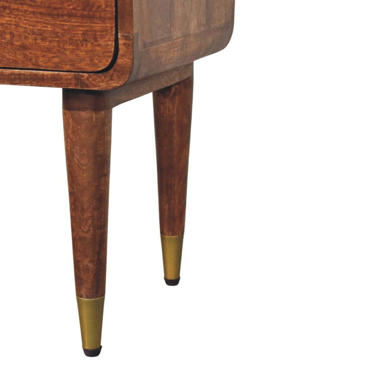 Mid-Century Modern 2-Drawer Nightstand - Solid Mango Wood Bedside Table for Bedroom - product view 7 showing handcrafted...