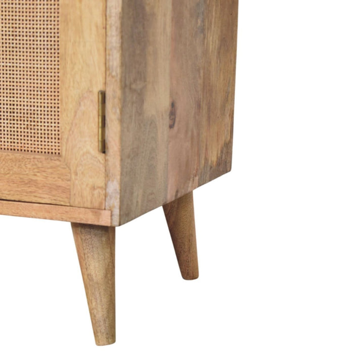 Mid-Century Modern 2 slot Oak-ish Bench - Solid Mango Wood Seating Furniture for Entryway - product view 7 showing...