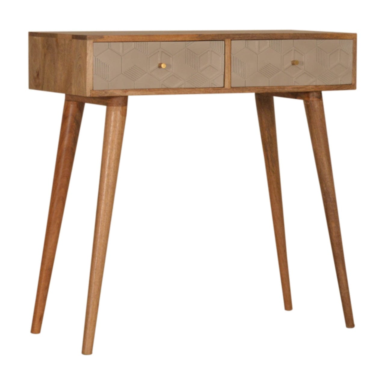 Mid-Century Modern Acadia Console Table - Solid Mango Wood Hallway Console for Entryway - product view 2 showing...