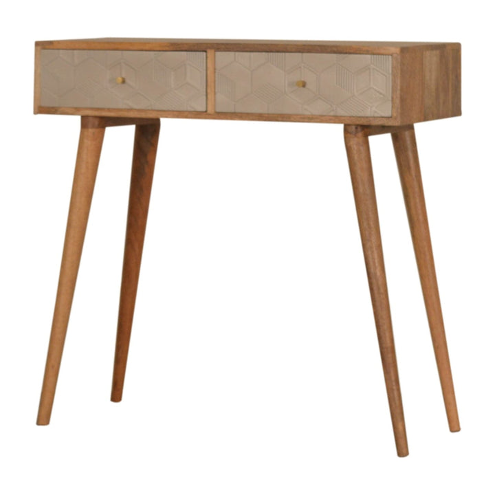 Mid-Century Modern Acadia Console Table - Solid Mango Wood Hallway Console for Entryway - main view showing handcrafted...