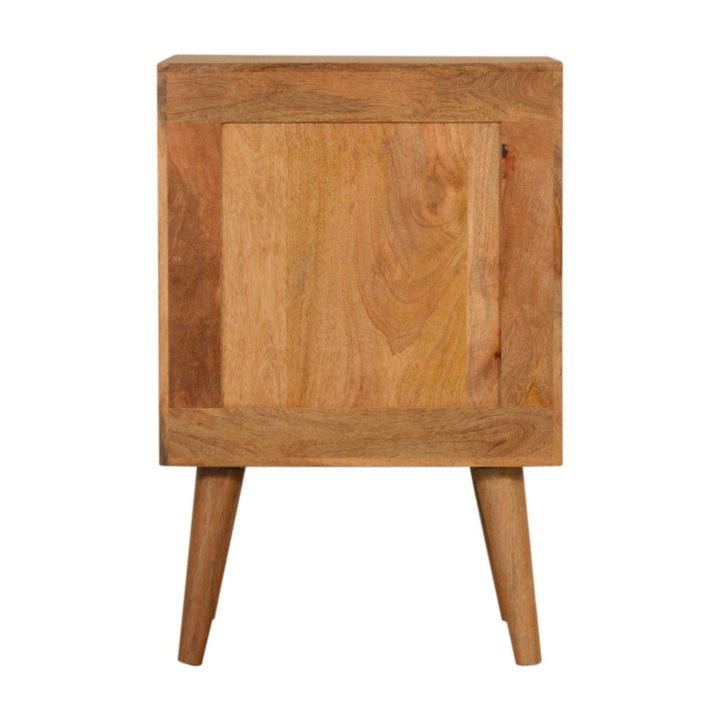 Mid-Century Modern Acadia Nightstand - Solid Mango Wood Bedside Table for Bedroom - product view 8 showing handcrafted...