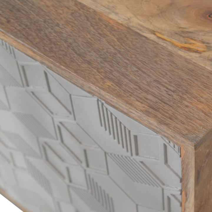 Mid-Century Modern Acadia Nightstand - Solid Mango Wood Bedside Table for Bedroom - product view 4 showing handcrafted...