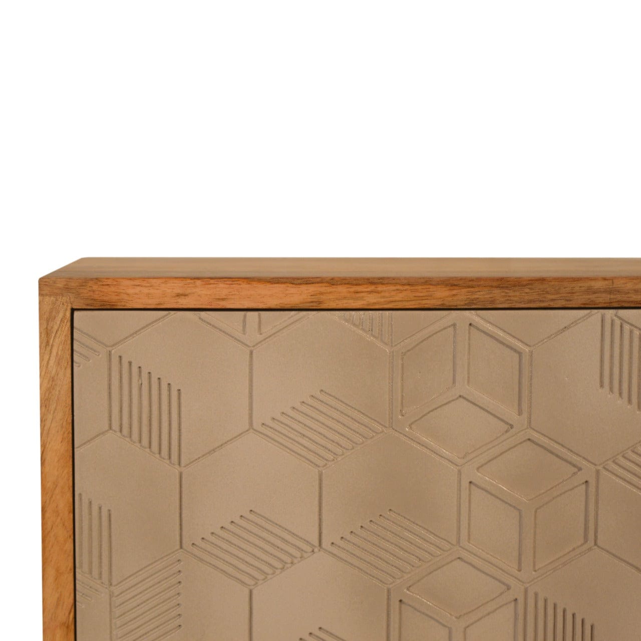 Mid-Century Modern Acadia Nightstand - Solid Mango Wood Bedside Table for Bedroom - product view 3 showing handcrafted...