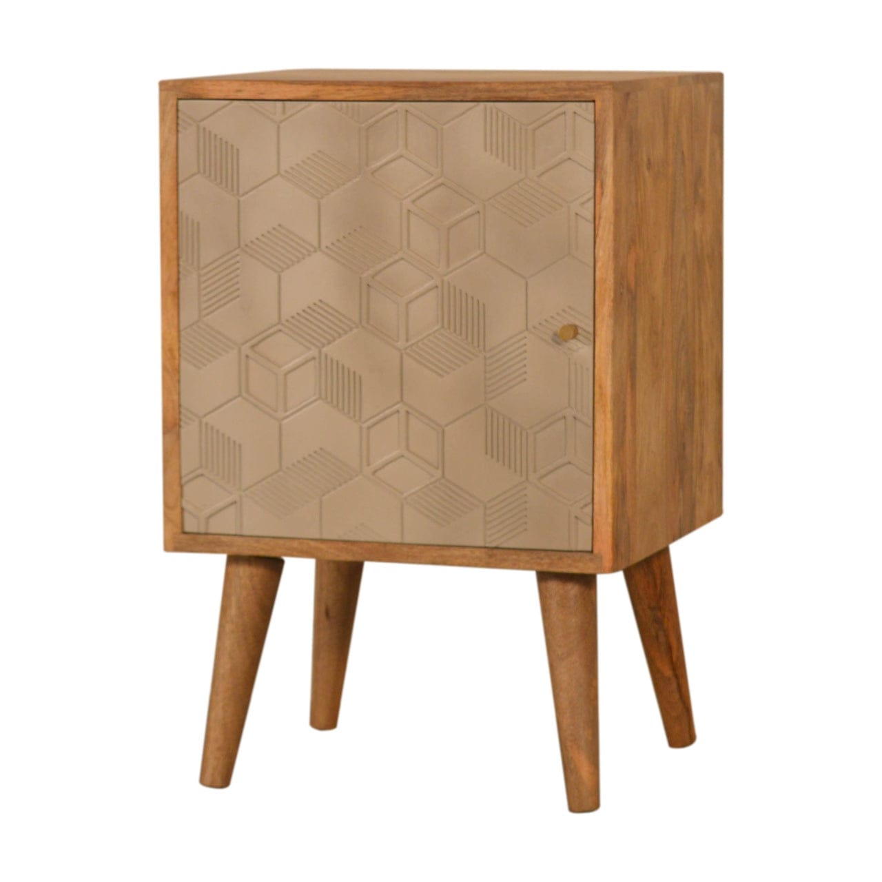 Mid-Century Modern Acadia Nightstand - Solid Mango Wood Bedside Table for Bedroom - main view showing handcrafted solid...