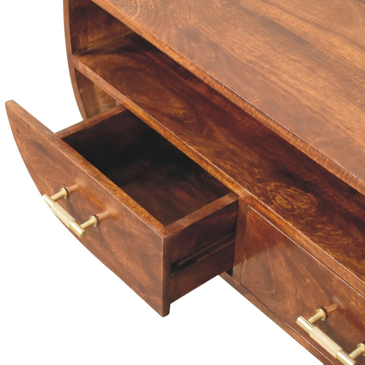 Mid-Century Modern Agra Coffee Table - Solid Mango Wood Center Table for Living Room - product view 5 showing handcrafted...