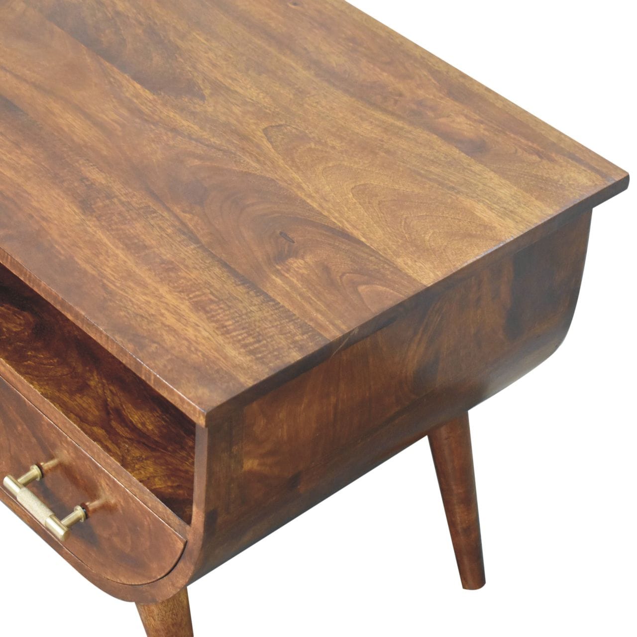Mid-Century Modern Agra Coffee Table - Solid Mango Wood Center Table for Living Room - product view 4 showing handcrafted...