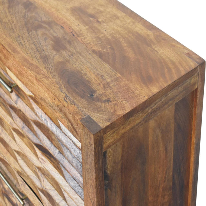 Amber Wavefront Shoe Storage Cabinet - Solid Mango Wood Entryway Shoe Organizer (Amber Oak) - product view 6 showing...