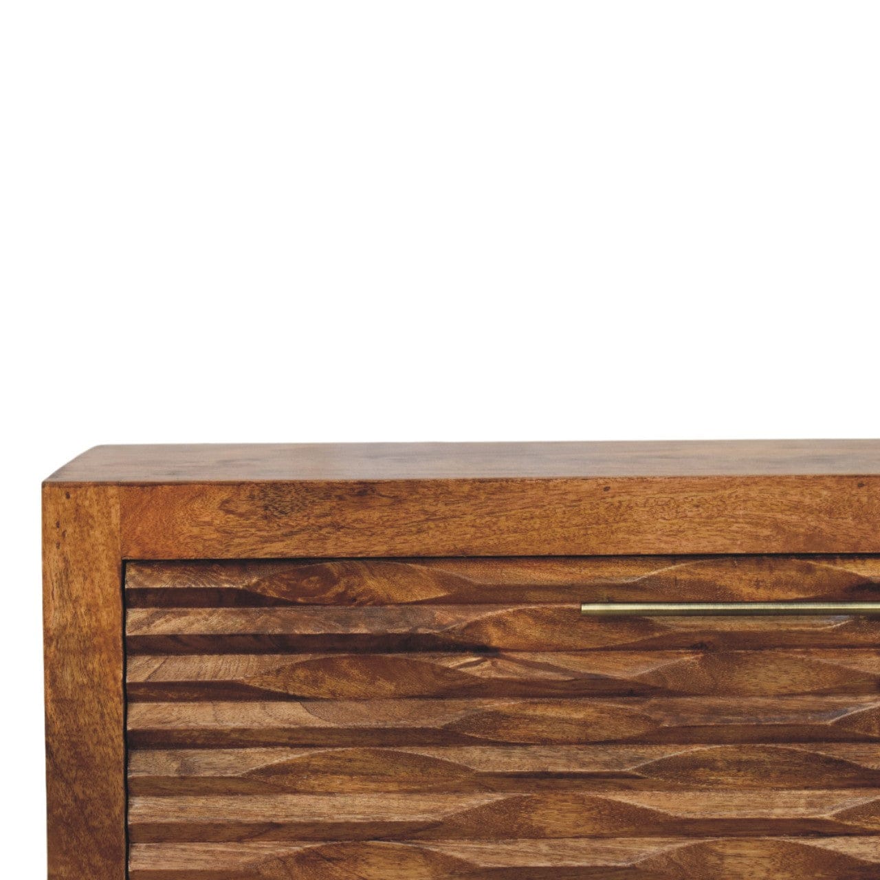 Amber Wavefront Shoe Storage Cabinet - Solid Mango Wood Entryway Shoe Organizer (Amber Oak) - product view 5 showing...