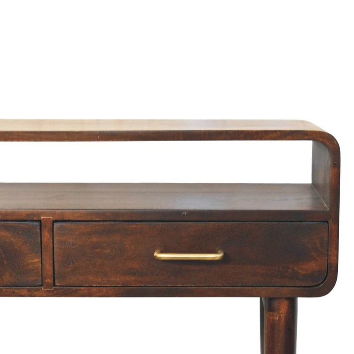 Mid-Century Modern Apollo Loop Console Desk - Entryway & Hallway Table in Solid Mango Wood - product view 4 showing...