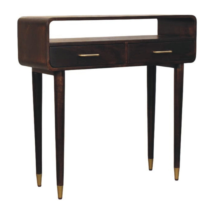 Mid-Century Modern Apollo Loop Console Desk - Entryway & Hallway Table in Solid Mango Wood - product view 3 showing...