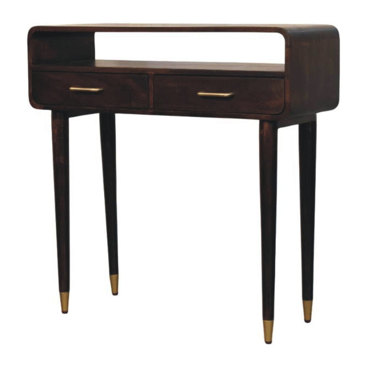 Mid-Century Modern Apollo Loop Console Desk - Entryway & Hallway Table in Solid Mango Wood - product view 2 showing...