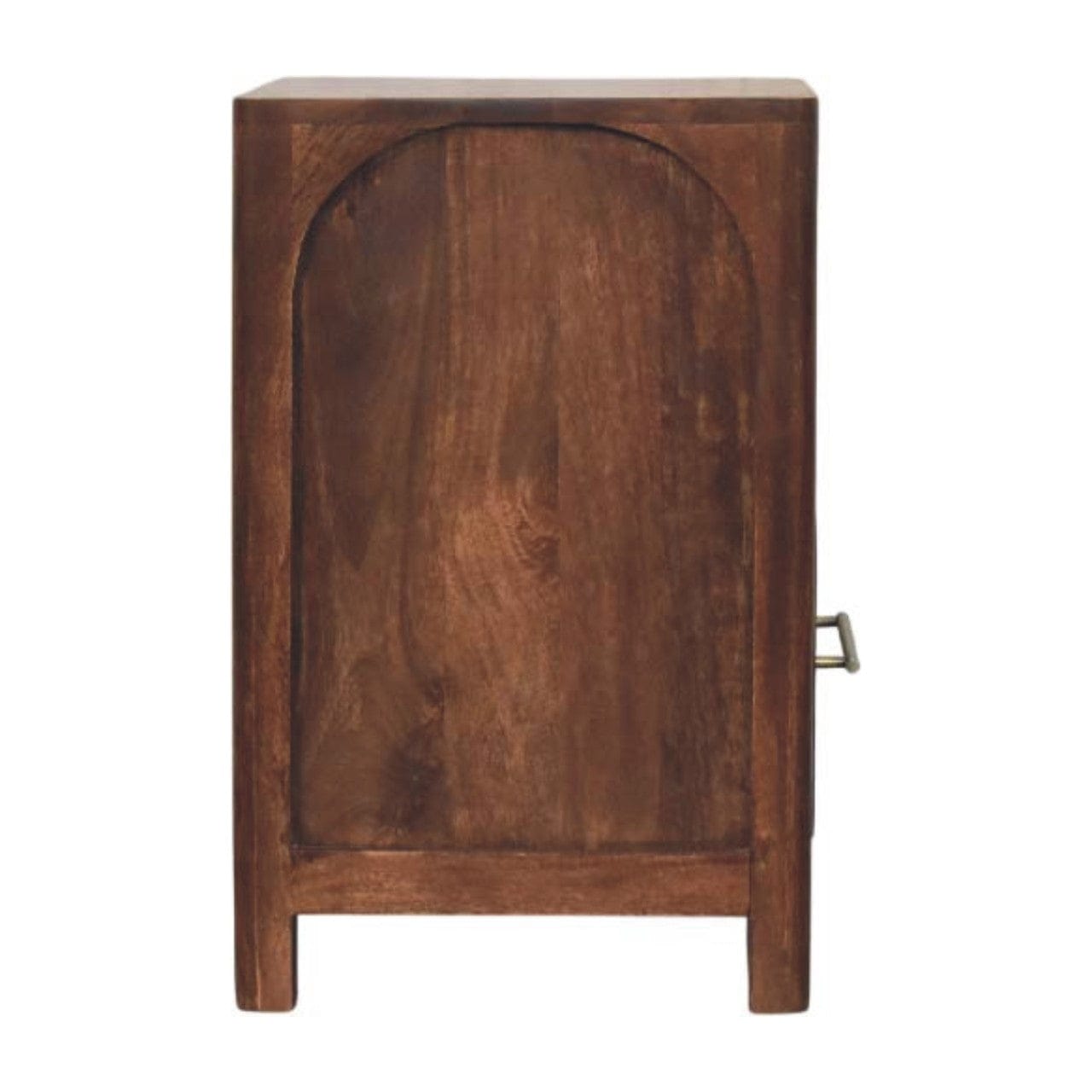 Mid-Century Modern Arc-Line Nightstand - Solid Mango Wood Bedside Table for Bedroom - product view 8 showing handcrafted...