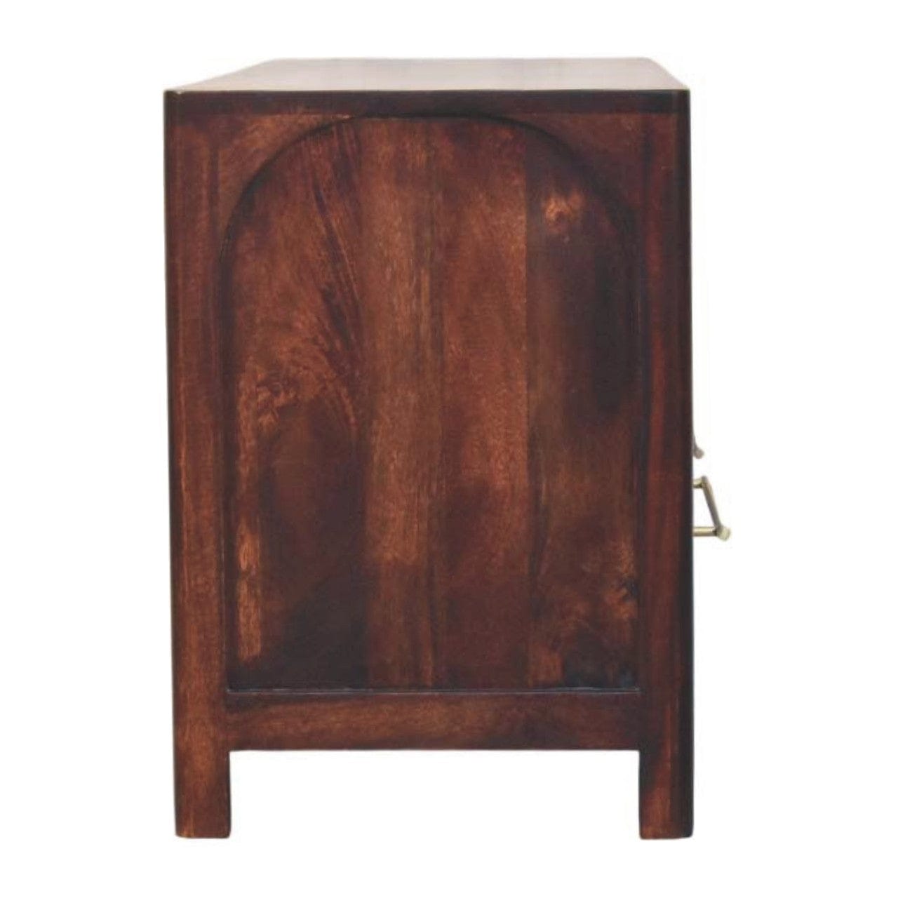 Mid-Century Modern Arched Edge 2 Drawer TV Stand - Solid Mango Wood Entertainment Center for Living Room - product view 7...