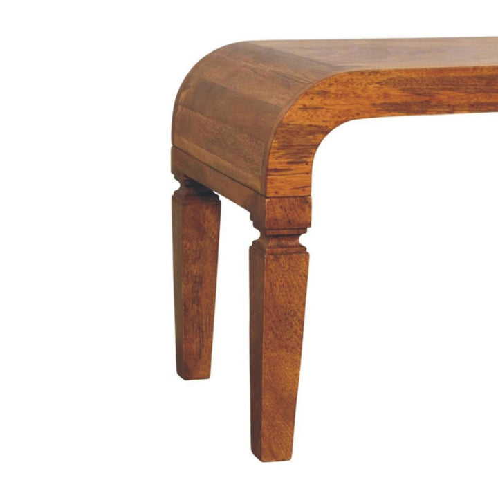 Arcus Coffee Table - Solid Mango Wood Center Table for Living Room - product view 7 showing handcrafted solid mango wood...