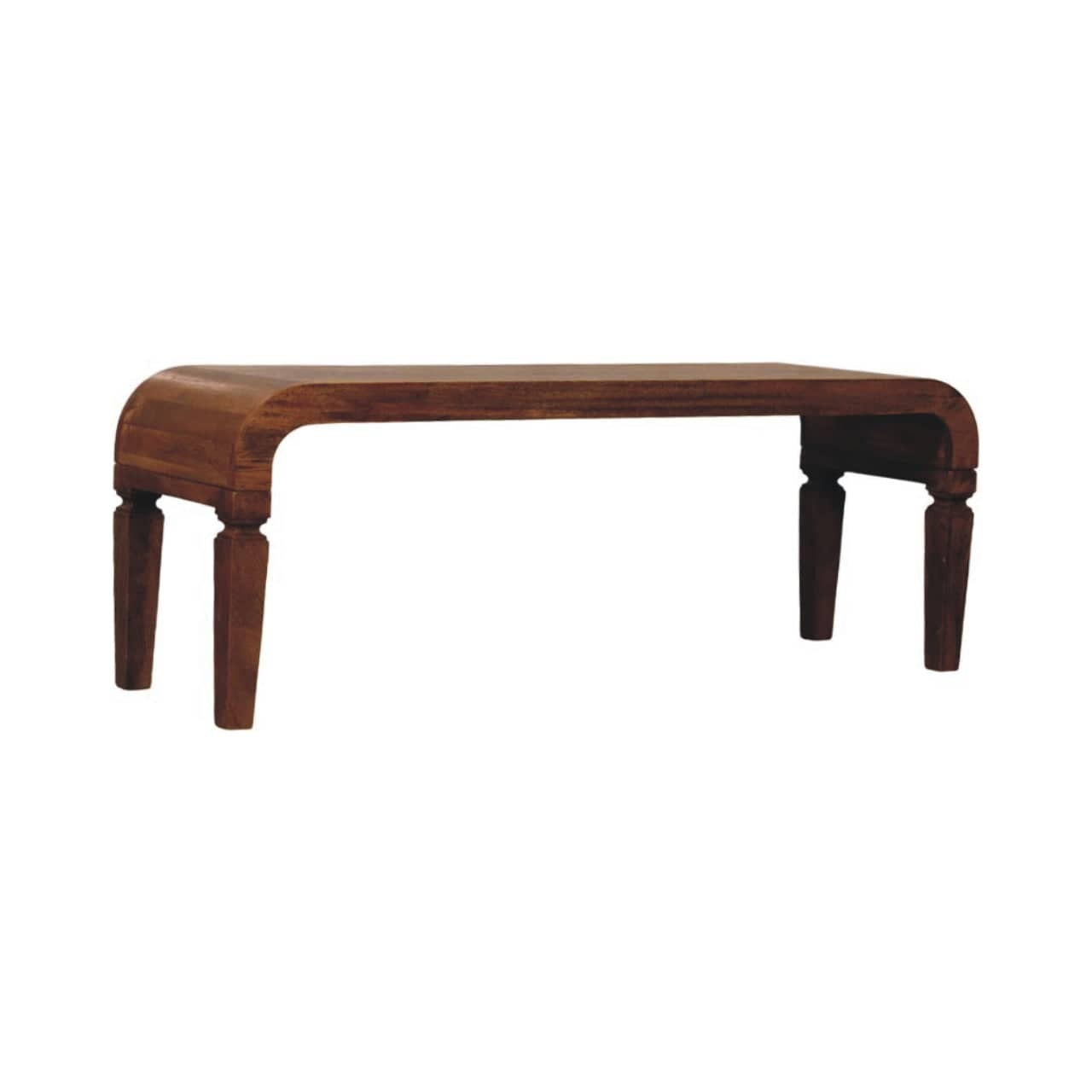 Arcus Coffee Table - Solid Mango Wood Center Table for Living Room - product view 3 showing handcrafted solid mango wood...