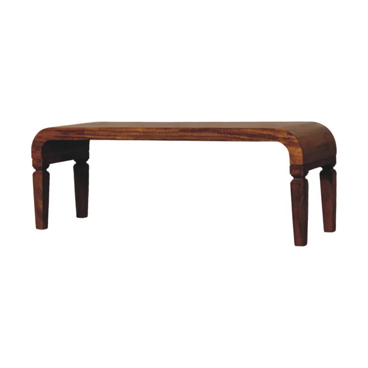 Arcus Coffee Table - Solid Mango Wood Center Table for Living Room - product view 2 showing handcrafted solid mango wood...