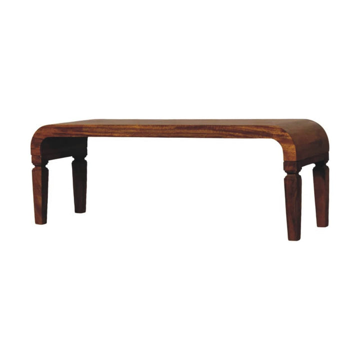 Arcus Coffee Table - Solid Mango Wood Center Table for Living Room - product view 2 showing handcrafted solid mango wood...