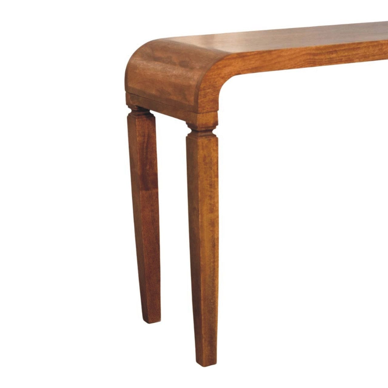 Arcus Console Table - Solid Mango Wood Hallway Console for Entryway - product view 6 showing handcrafted solid mango wood...