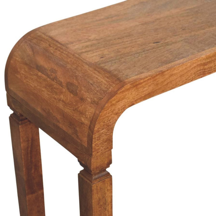 Arcus Console Table - Solid Mango Wood Hallway Console for Entryway - product view 5 showing handcrafted solid mango wood...