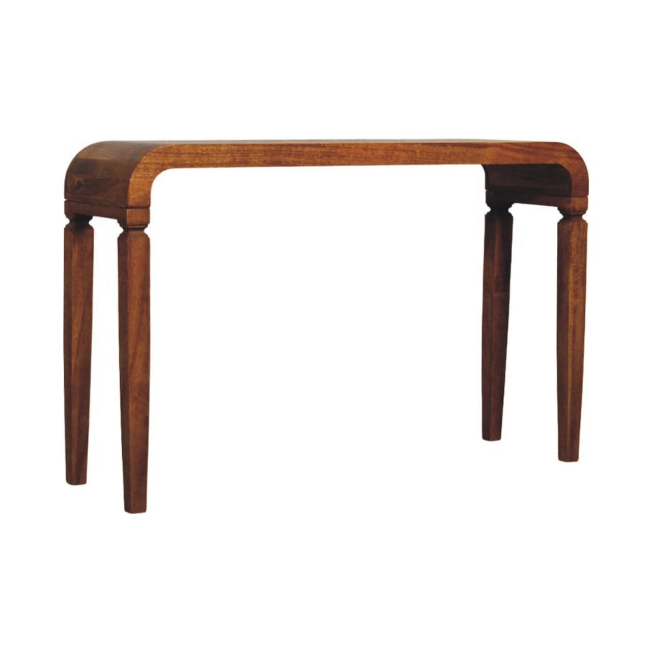 Arcus Console Table - Solid Mango Wood Hallway Console for Entryway - product view 3 showing handcrafted solid mango wood...