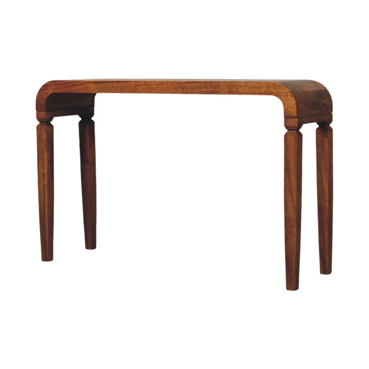 Arcus Console Table - Solid Mango Wood Hallway Console for Entryway - product view 2 showing handcrafted solid mango wood...