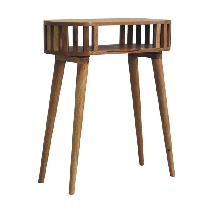 Mid-Century Modern Ariella Console Table - Solid Mango Wood Hallway Console for Entryway - product view 4 showing...