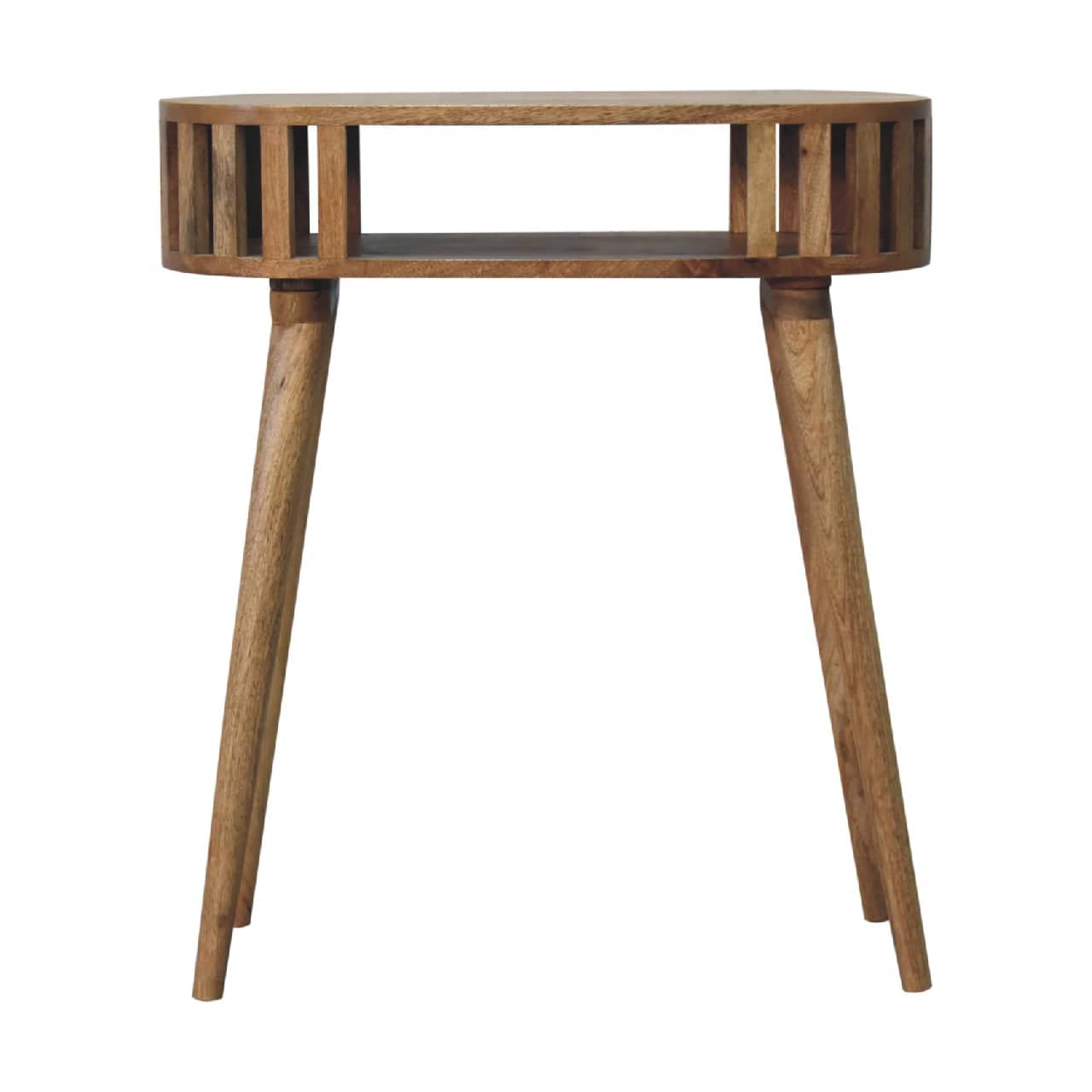 Mid-Century Modern Ariella Console Table - Solid Mango Wood Hallway Console for Entryway - product view 2 showing...