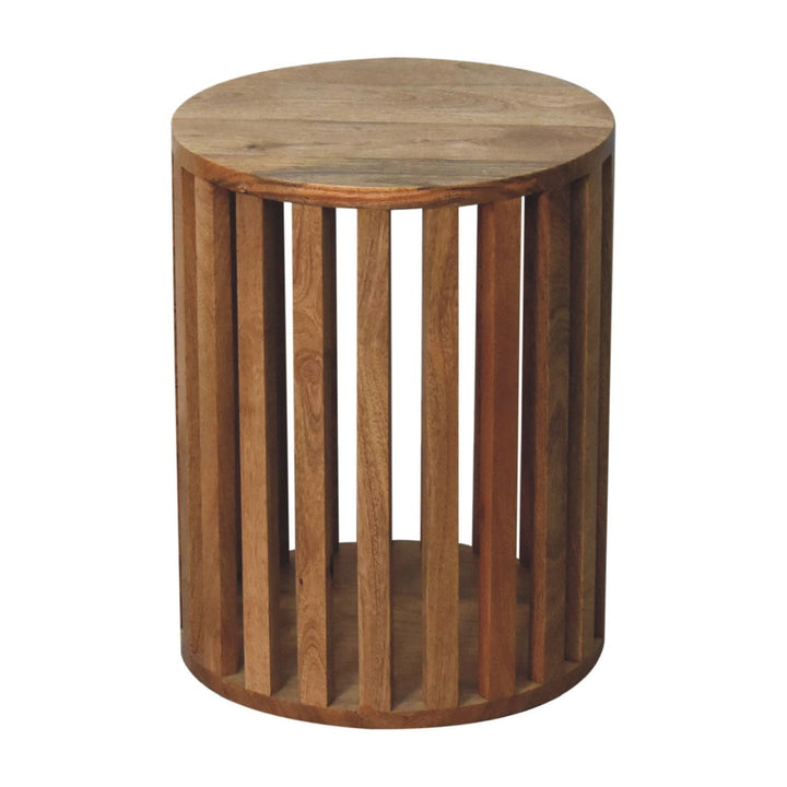 Mid-Century Modern Ariella End Table - Solid Mango Wood Side Table for Living Room - product view 3 showing handcrafted...