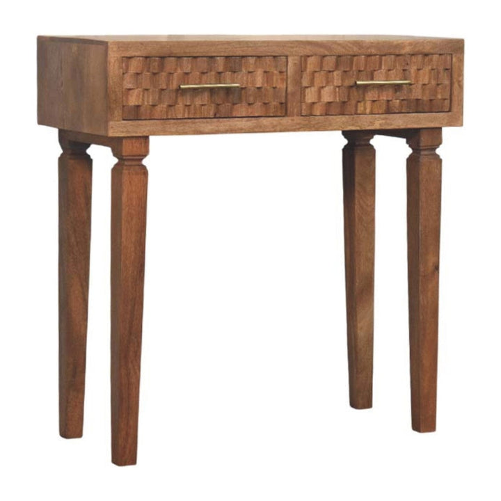Mid-Century Modern Arno Console Table - Solid Mango Wood Hallway Console for Entryway - product view 3 showing...
