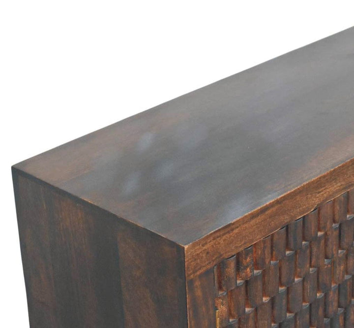 Farmhouse Arno Dresser - Solid Mango Wood Storage Chest for Bedroom - product view 5 showing handcrafted solid mango wood...