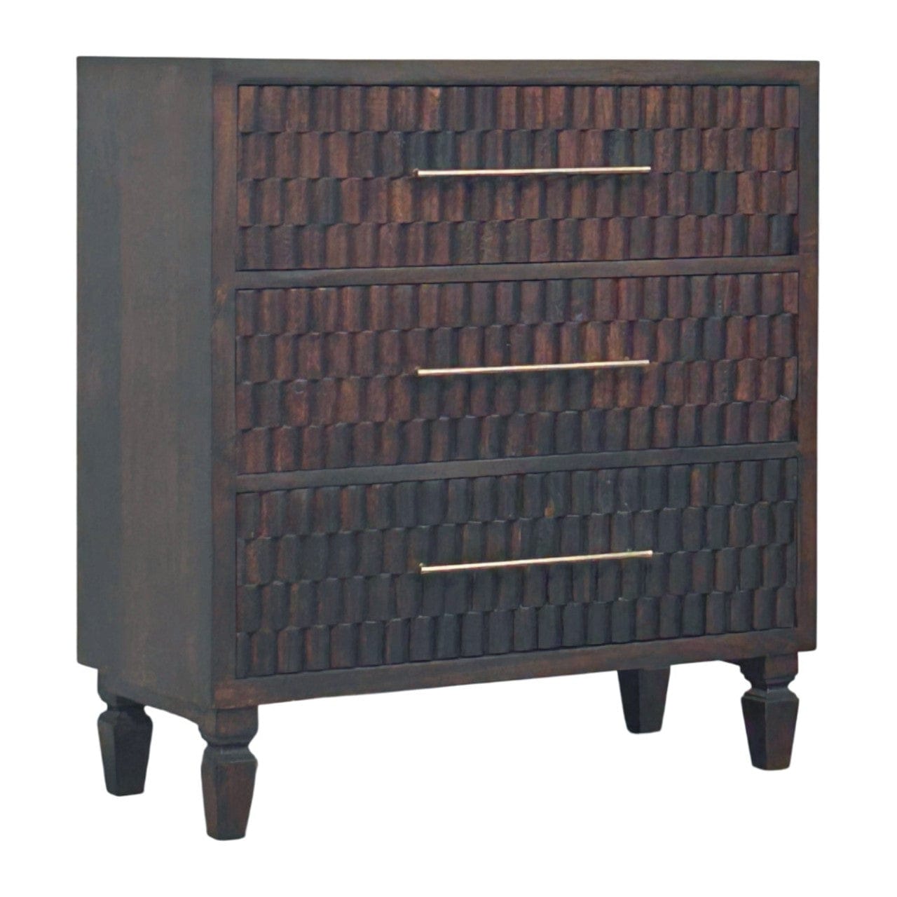 Farmhouse Arno Dresser - Solid Mango Wood Storage Chest for Bedroom - product view 2 showing handcrafted solid mango wood...