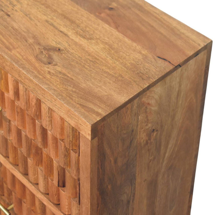 Mid-Century Modern Arno Dresser - Solid Mango Wood Storage Chest for Bedroom - product view 5 showing handcrafted solid...