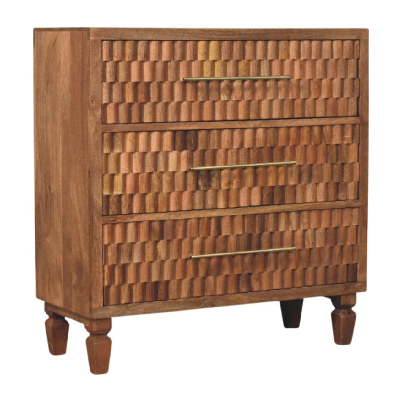 Mid-Century Modern Arno Dresser - Solid Mango Wood Storage Chest for Bedroom - product view 3 showing handcrafted solid...