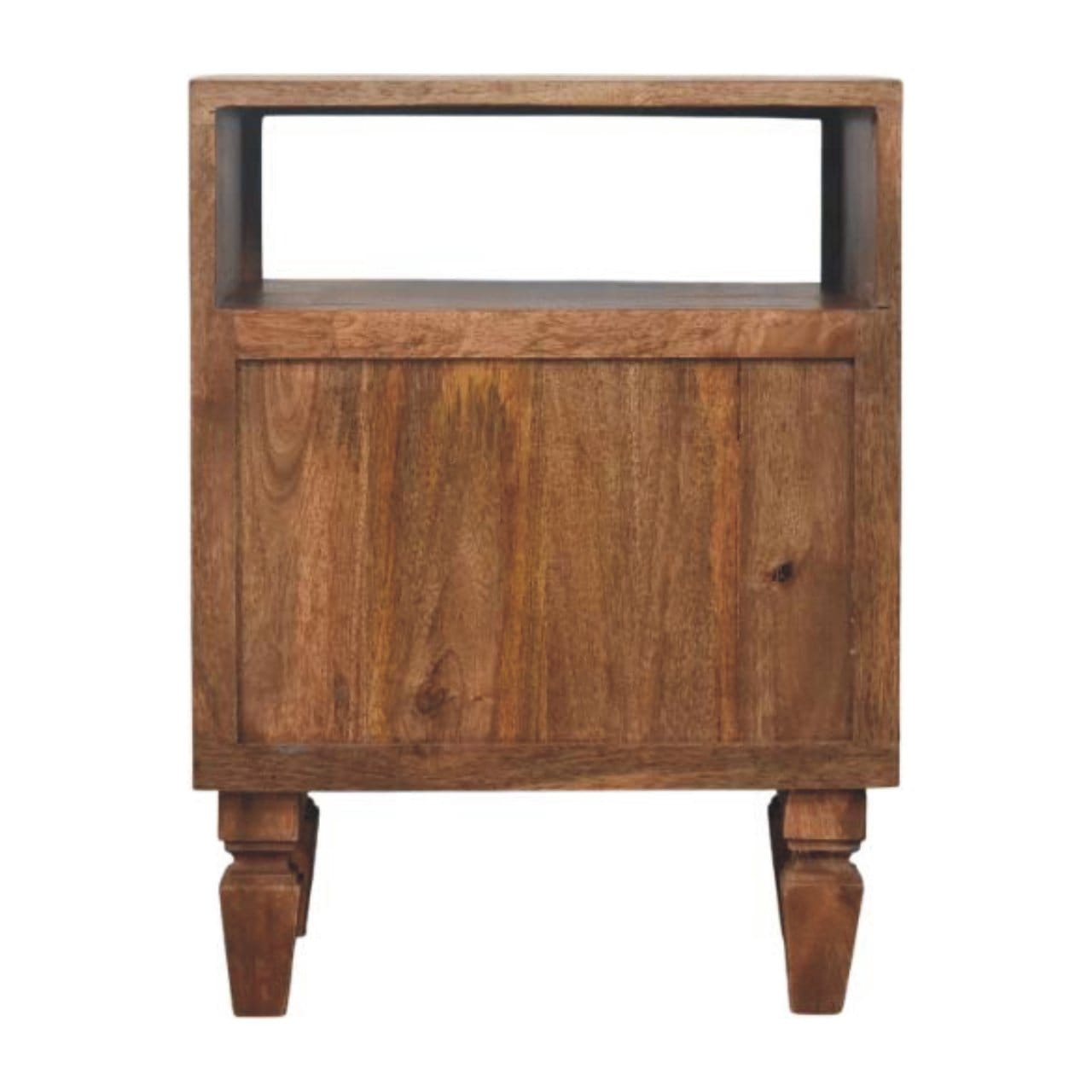 Mid-Century Modern Arno Nightstand - Solid Mango Wood Bedside Table for Bedroom - product view 9 showing handcrafted...
