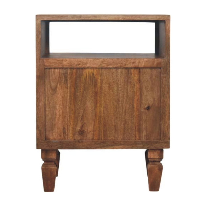 Mid-Century Modern Arno Nightstand - Solid Mango Wood Bedside Table for Bedroom - product view 9 showing handcrafted...
