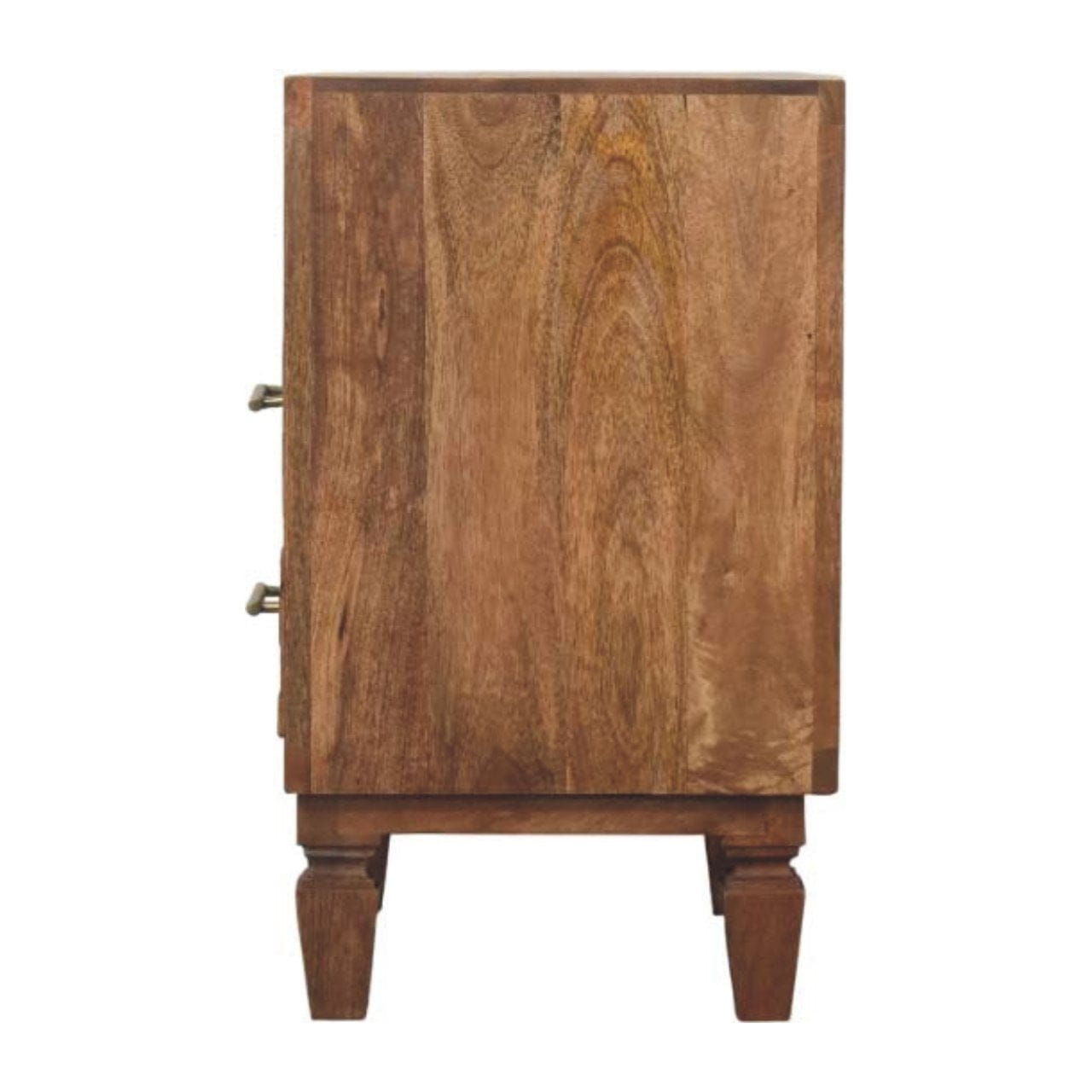Mid-Century Modern Arno Nightstand - Solid Mango Wood Bedside Table for Bedroom - product view 8 showing handcrafted...