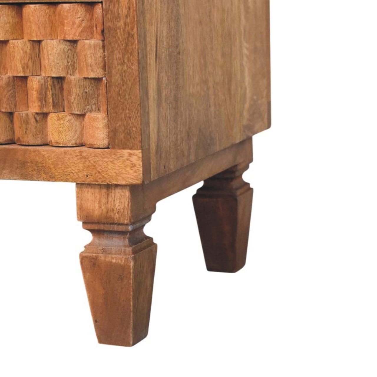 Mid-Century Modern Arno Nightstand - Solid Mango Wood Bedside Table for Bedroom - product view 7 showing handcrafted...