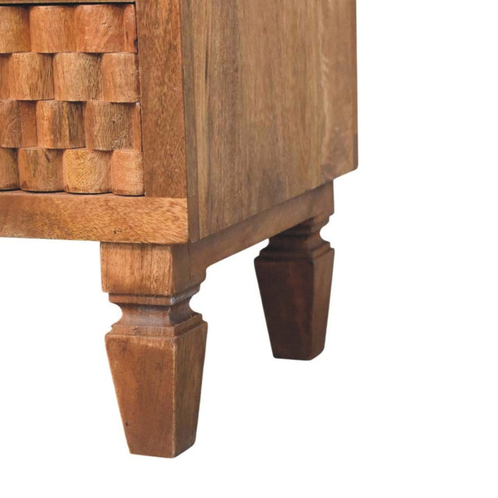 Mid-Century Modern Arno Nightstand - Solid Mango Wood Bedside Table for Bedroom - product view 7 showing handcrafted...
