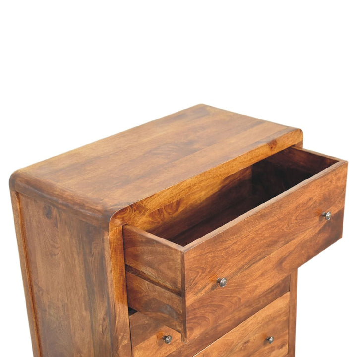 Mid-Century Modern Aspen Dresser - Solid Mango Wood Storage Chest for Bedroom - product view 7 showing handcrafted solid...