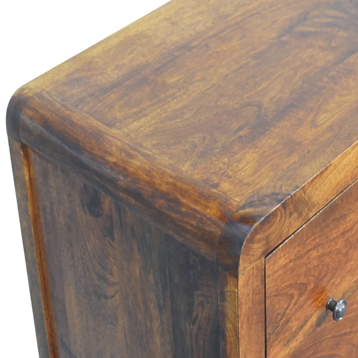 Mid-Century Modern Aspen Dresser - Solid Mango Wood Storage Chest for Bedroom - product view 6 showing handcrafted solid...
